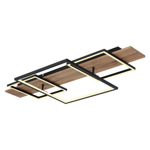 LED Deckenleuchte, Holzoptik, Switch Dimmer, 95 cm x 40 cm