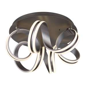 LED Deckenleuchte, Metall, Grau, CCT, Fernbedienung, 54 cm Ø