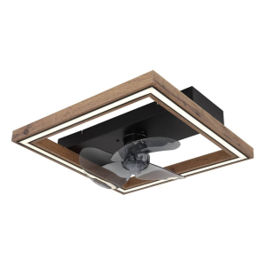 LED Deckenventilator, Schwarz, Quadratisch, RGBW, Timer, Memory, 44 x 44 cm