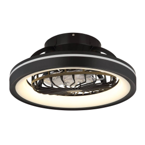 LED Deckenventilator, Schwarz, Rund, RGBW, Nachtlicht, Timer, Ø 48 cm