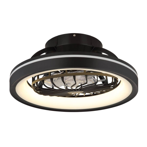 LED Deckenventilator, Schwarz, Rund, RGBW, Nachtlicht, Timer, Ø 48 cm