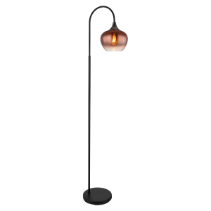 Stehleuchte, Metall, Glas, Schwarz, Kupfer, 150 cm Höhe