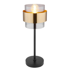 Tischleuchte, Metall, Glas, Messing, Schnurschalter, 47 cm Höhe