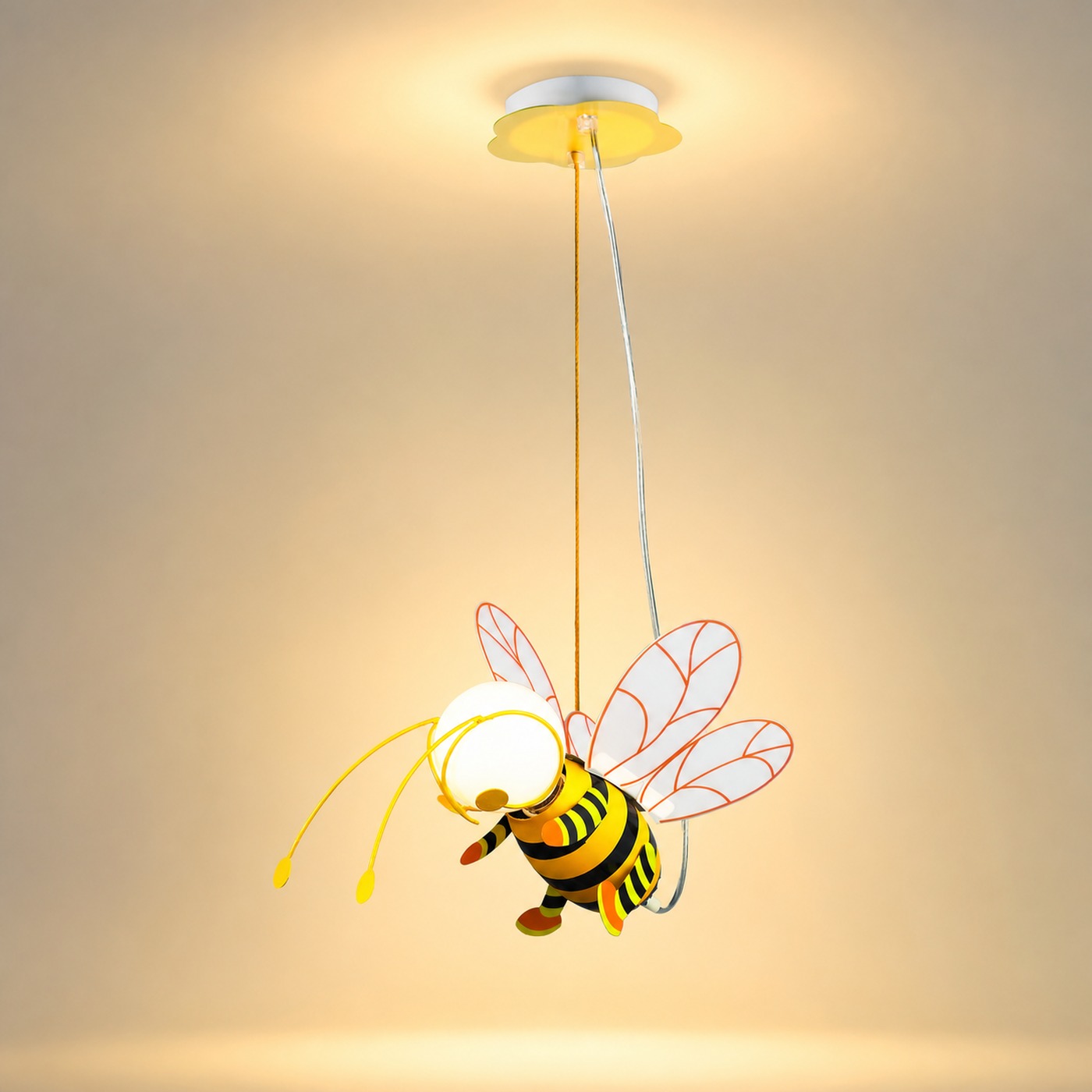 LED Pendelleuchte, Kunststoff, Biene, Bunt, 36 cm Länge