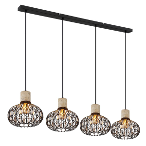 Pendelleuchte, Metall, Travertine, K5 Kristalle, 115 cm x 25 cm