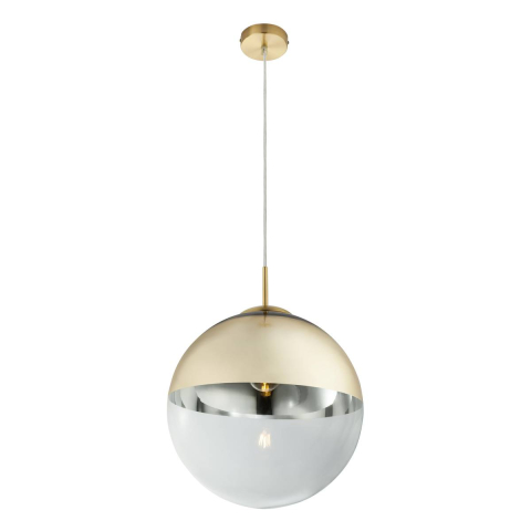 Pendelleuchte, Metall, Glas, Gold, Transparent, 33 cm Ø