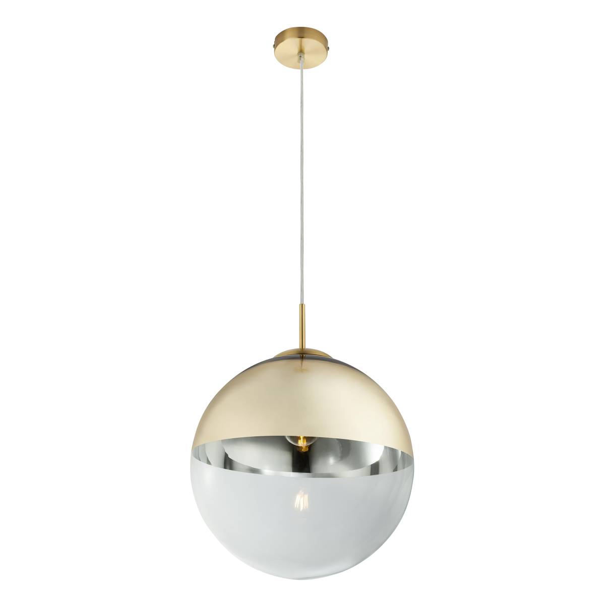 Pendelleuchte, Metall, Glas, Gold, Transparent, 33 cm Ø