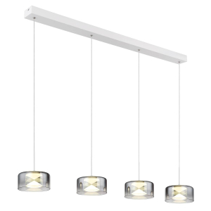LED Pendelleuchte, Metall, Glas, Weiß, Rauchfarbe, 105 cm x 15 cm