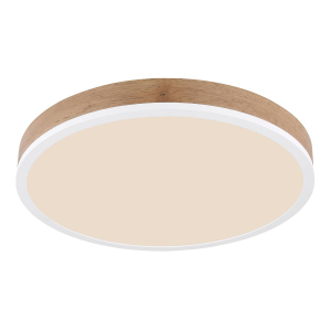 LED Deckenleuchte, Metall, Holzoptik, Rund, 45 cm Ø