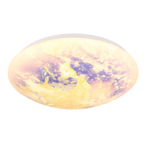 Plafonnier LED, carte du monde, nuages, bleu, blanc, 35 Ø