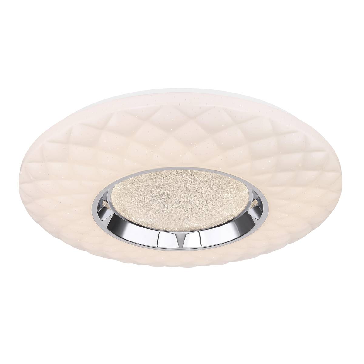 Smart Home LED Deckenleuchte, Glaskristalle, CCT, Dimmer, 49 cm Ø