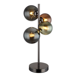 Tischleuchte, LED, Metall, Glaskugeln, Bunt, Schalter, 48 cm Höhe