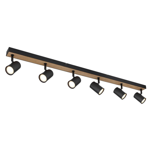 6er Strahler, Deckenleuchte, Metall, Schwarz, 115 cm x 6 cm