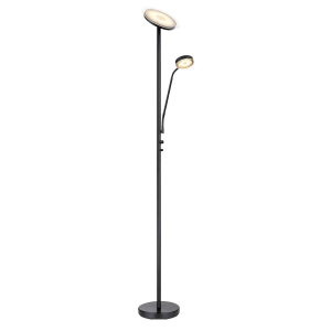 LED Stehleuchte, Metall, Schwarz, Dimmer, Flexhals, 180 cm Höhe