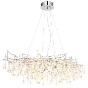 Kronleuchter, Glaskristalle, Chrom, Oval, 120 x 52 cm, 14 x G9 LEDs, 4900 Lumen