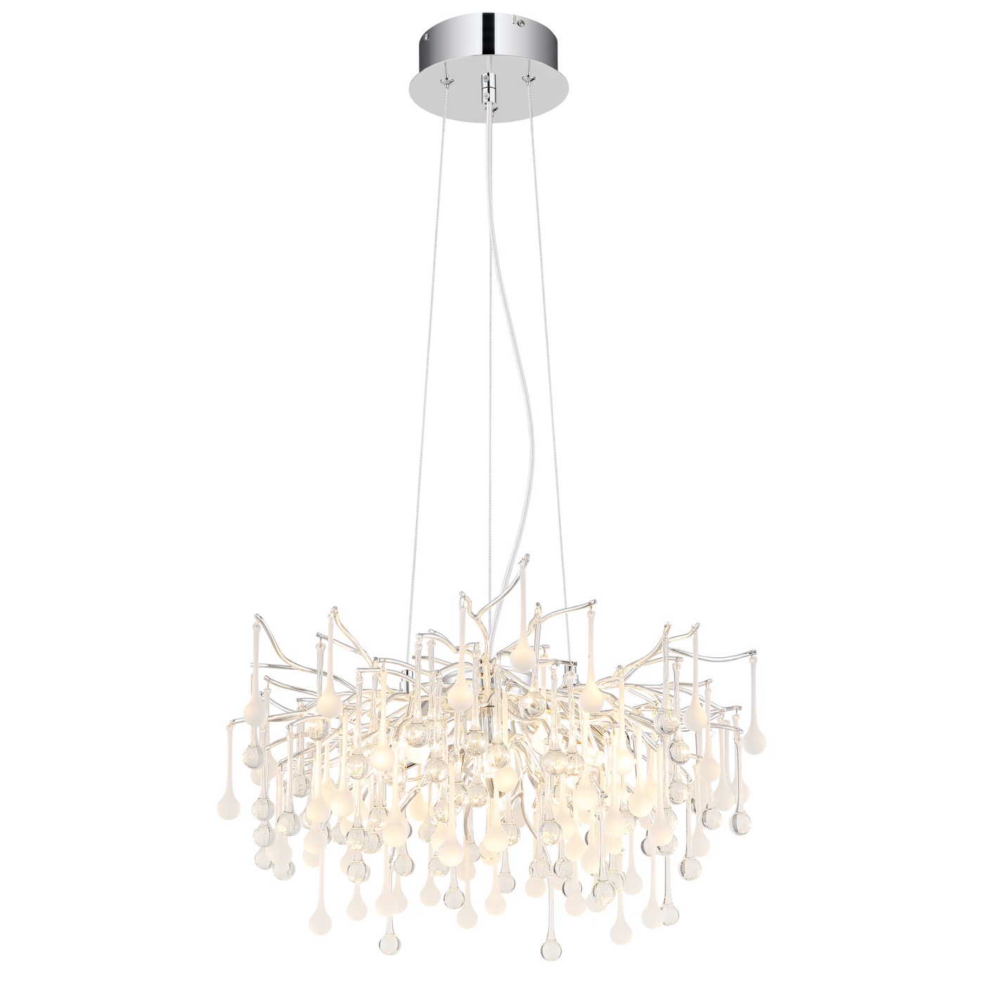 Kronleuchter, Glaskristalle, Chrom, Rund, Ø 60 cm, 10 x G9 LEDs, 3500 Lumen
