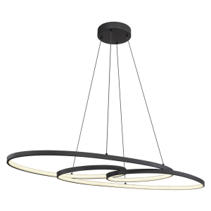 LED Pendelleuchte, Metall, Schwarz, CCT, Memory, 100 cm x 36 cm