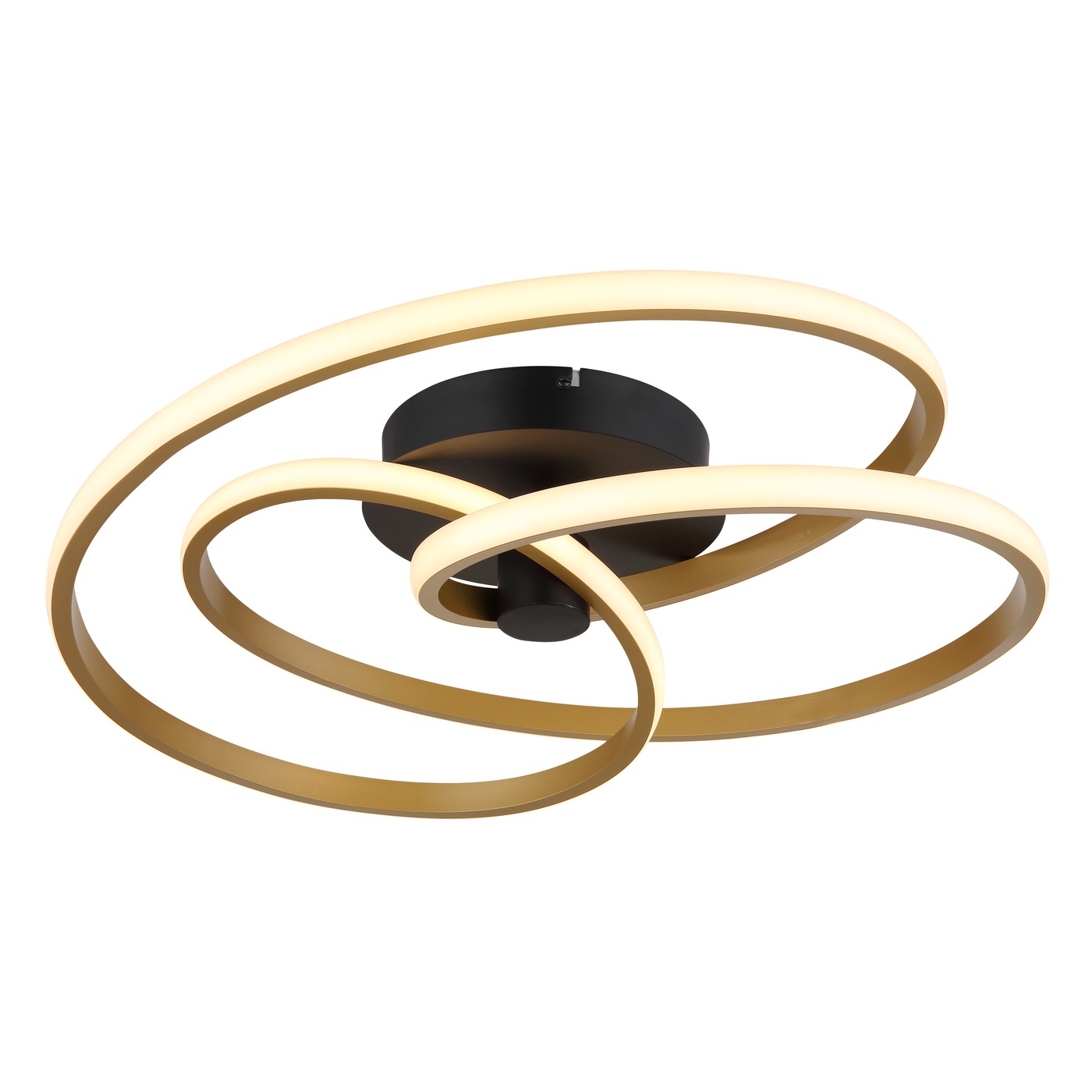 LED Deckenleuchte, Metall, Schwarz, Gold, 50 cm Ø