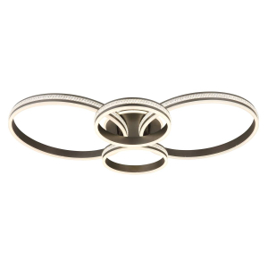 LED Deckenleuchte, Metall, Titan, Klar, Ringe, 106 cm x 60 cm