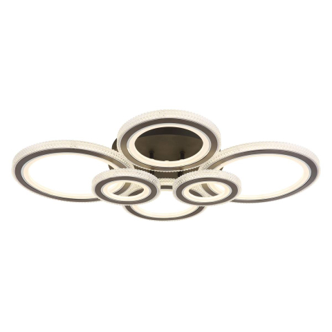 LED Deckenleuchte, Metall, Acryl, Ringe, CCT, Dimmer, Fernbedienung, 78 cm x 56 cm