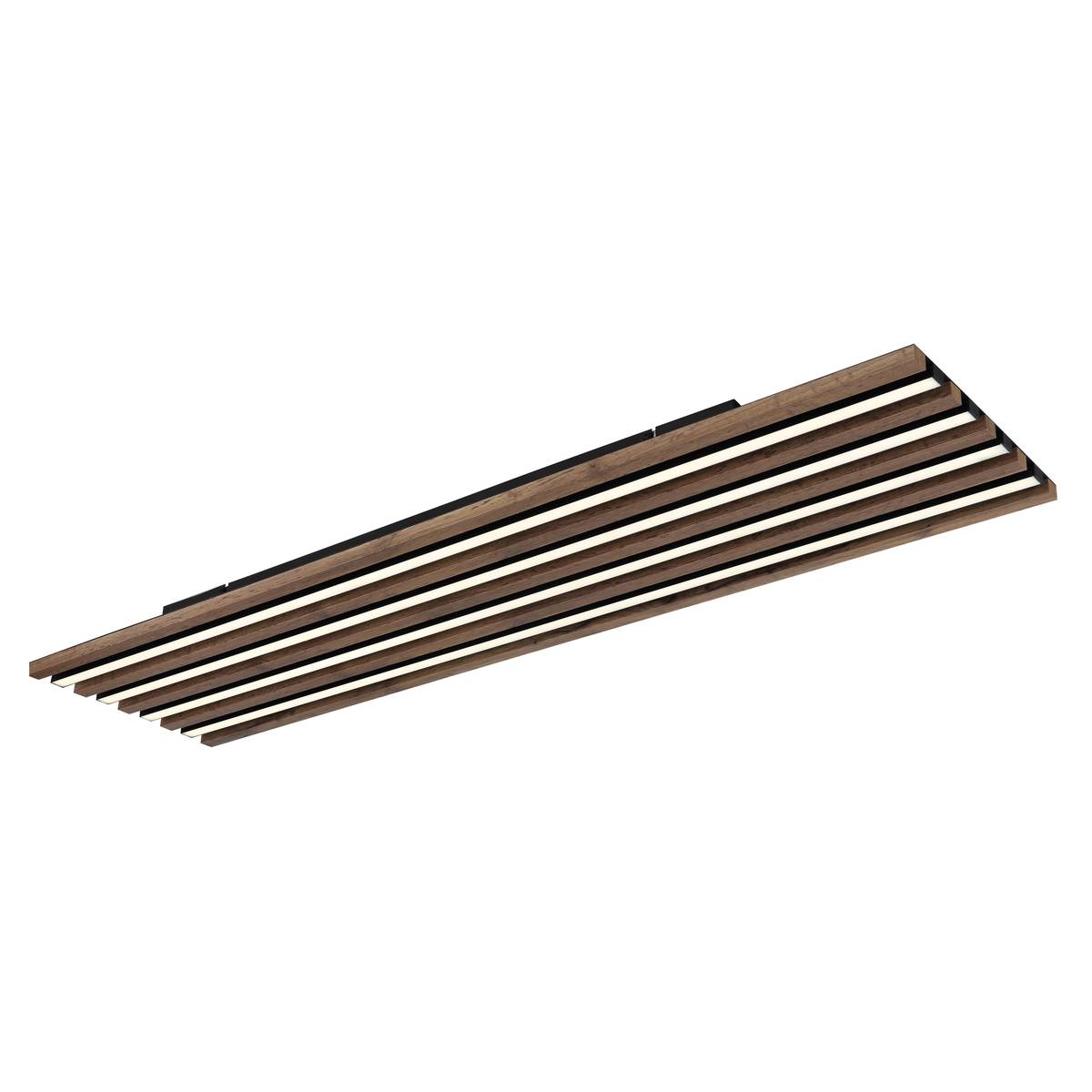 Deckenleuchte, Metall, Holzoptik, Fernbedienung, 120 cm x 30 cm