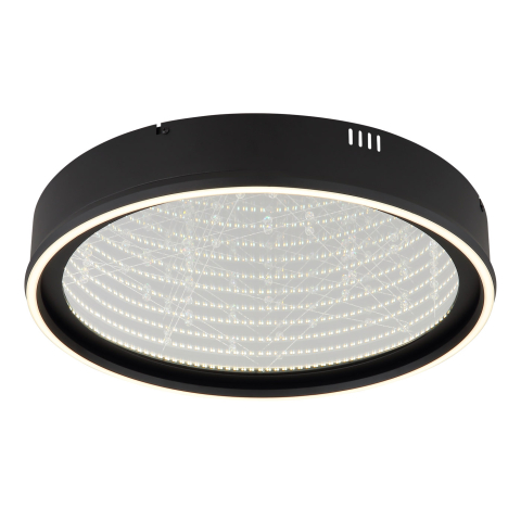 LED Deckenleuchte, Schwarz, Klar, Rund, Flach, Metall, Glas, Kunststoff, Nachtlicht, Dimmbar, Fernbedienung, 899 Lumen, IP20
