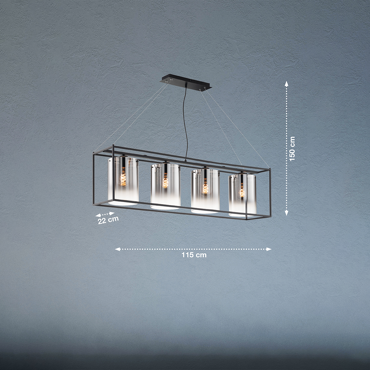 Pendelleuchte-4-x-E27-40-Watt-Samu-sandschwarz-für-Wohn-und-Esszimmer-60894-2