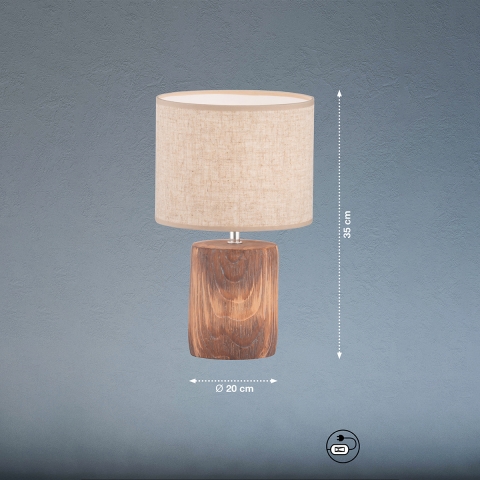 Tischleuchte Malik | holzfarben mit Struktur