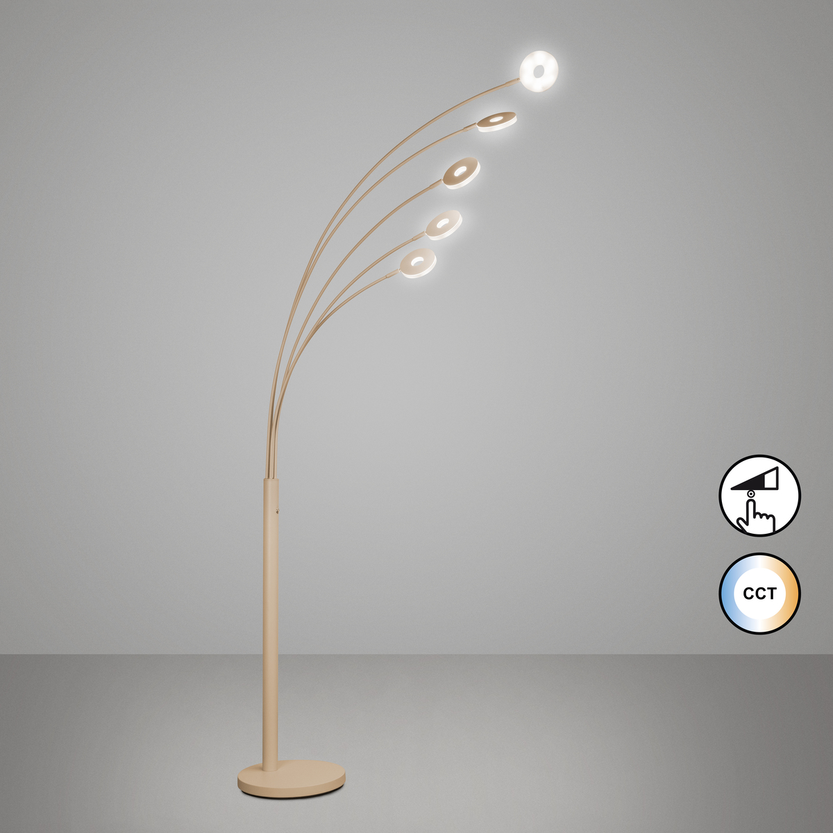 Stehleuchte-Dent-5x-LED-7-W-sandfarben-Acrylglas-satiniert-40551-2