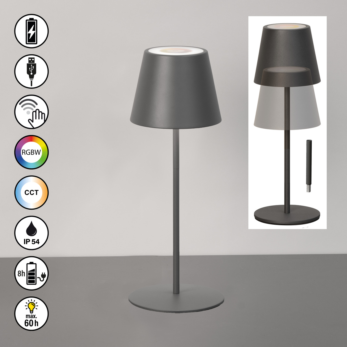 Tischleuchte-Außenleuchte-Ravenna-1x-LED-2-W-+-1W-RGB-inkl.-sandgrau-850807-2
