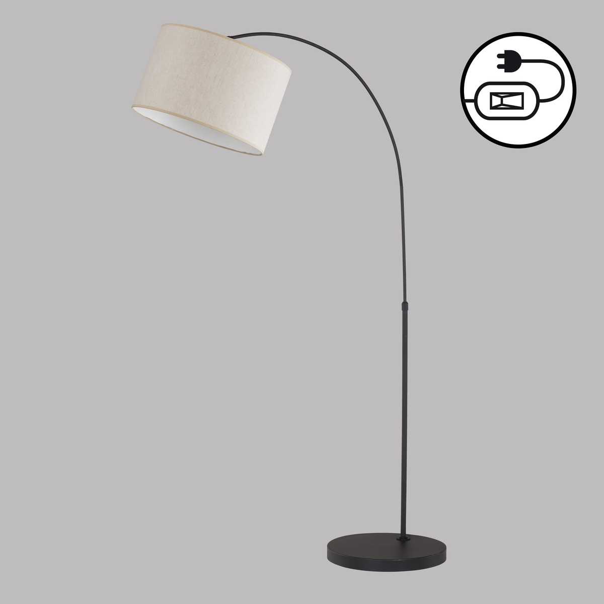 Stehleuchte-3x-E27-o.-Glas-max.40W-sandschwarz-Stoffschirm-sandfarben-40537-2