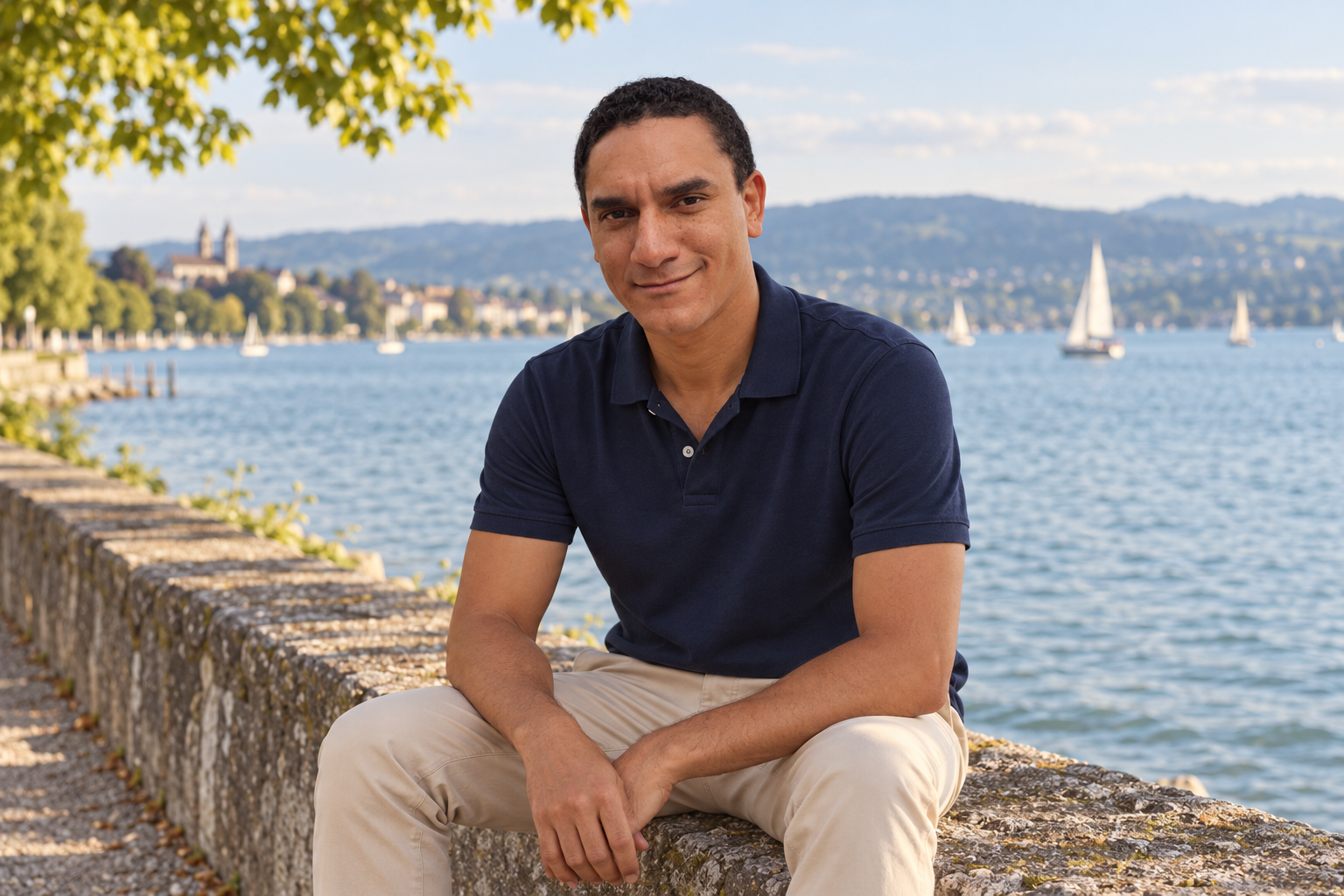 D. Jean Midedji im dunkelblauen Polo am Bodensee