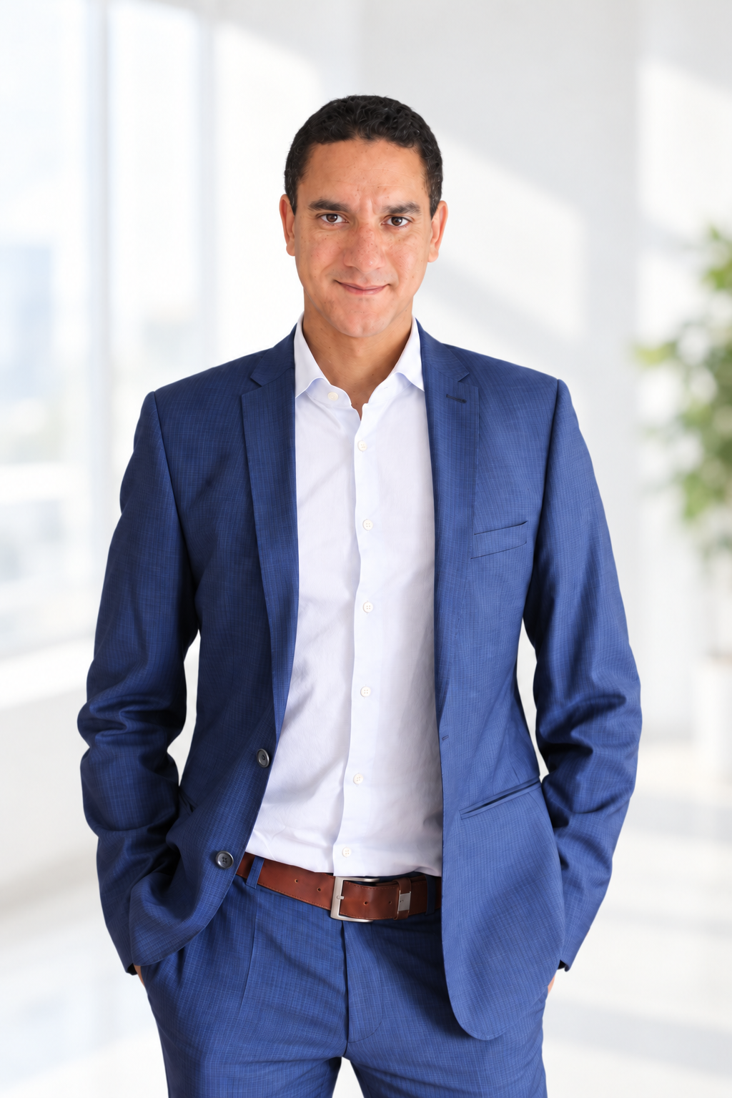 Dominique Jean im blauen Business-Anzug