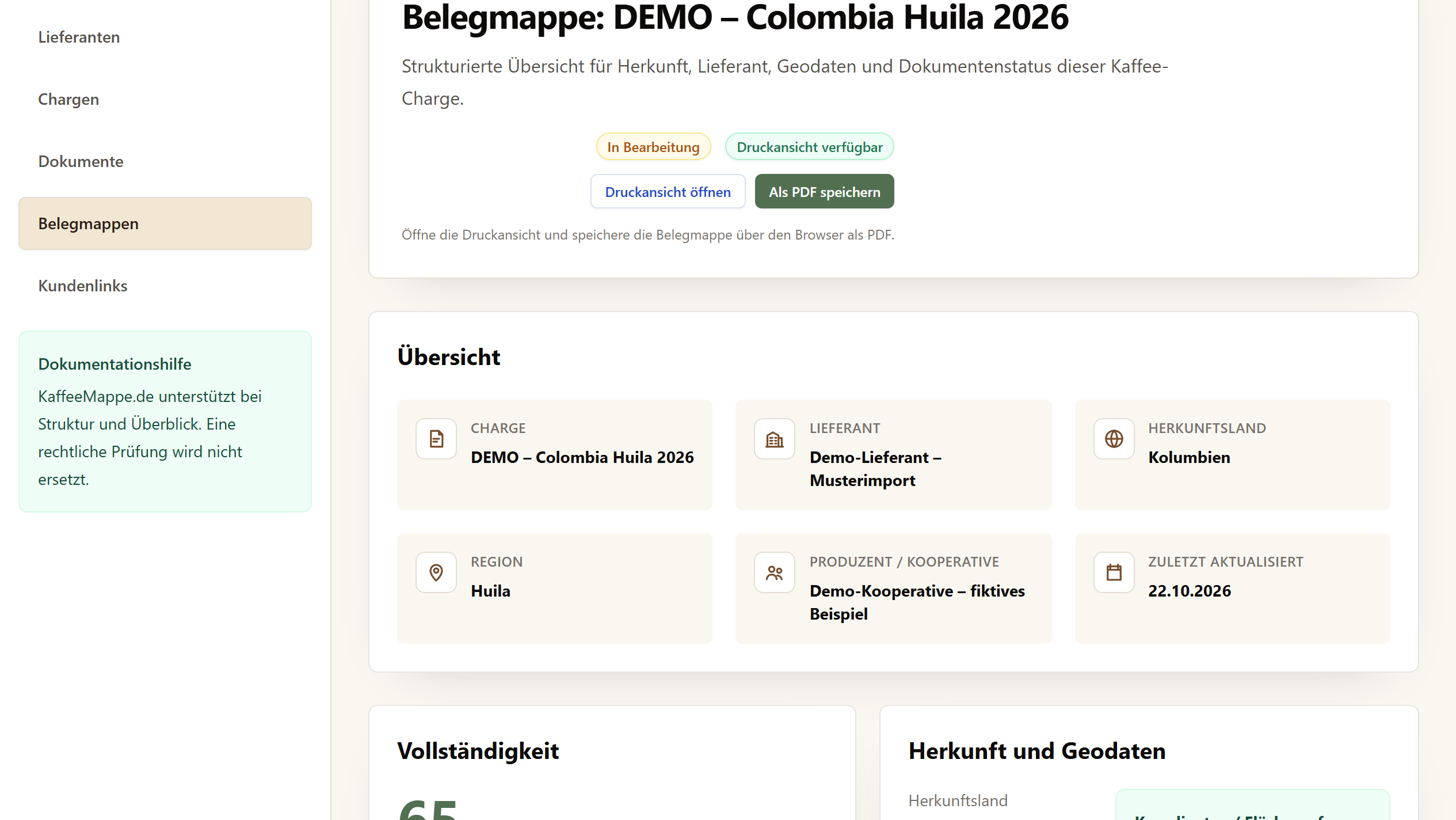KaffeeMappe: 5. Belegmappe