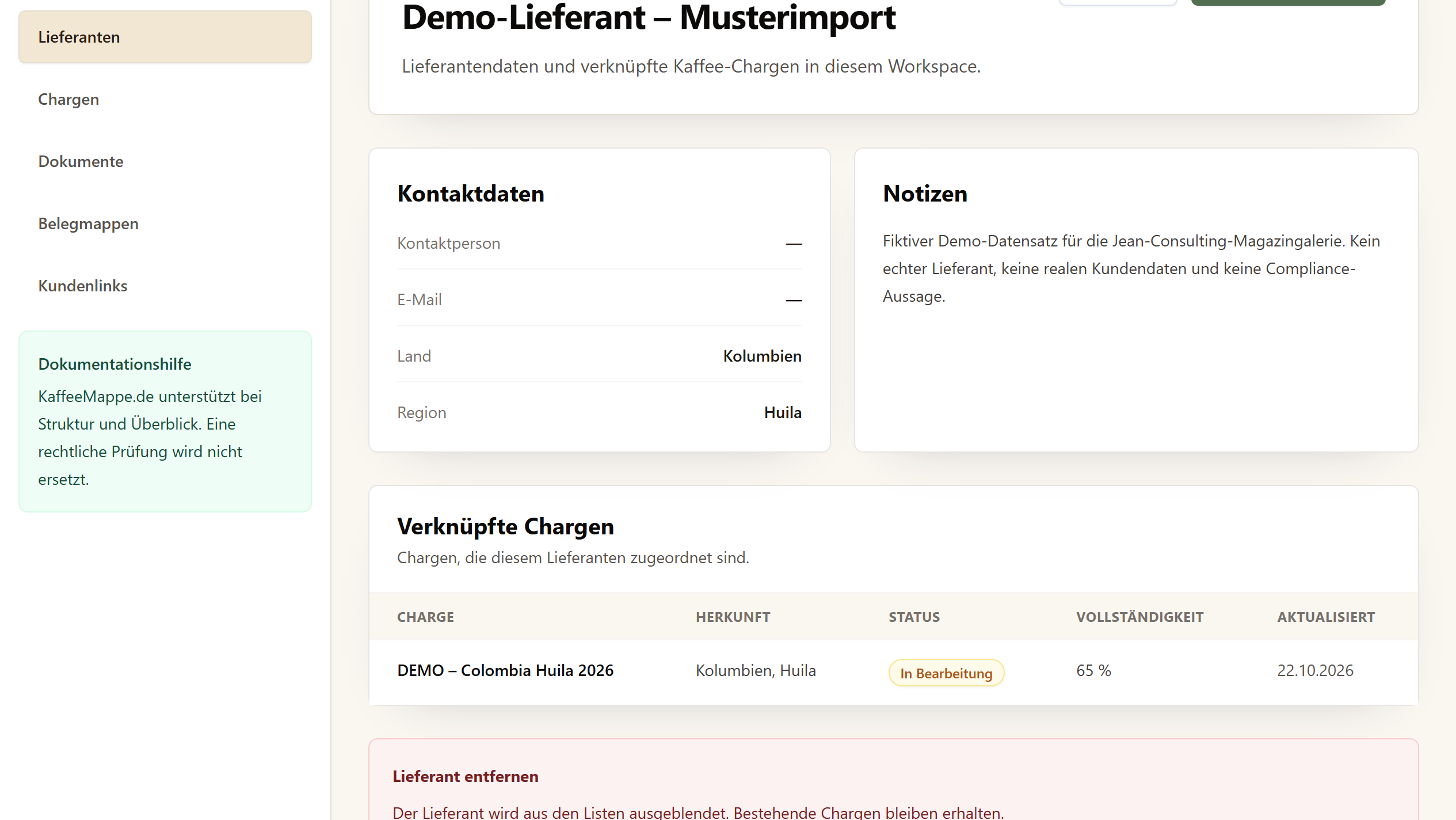 KaffeeMappe: 2. Lieferant