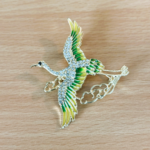 Kranich Brosche - Vogel Schmuck - Modeschmuck - Tiermotiv Brosche - Damen Brosche - Strass Schmuck - Vintage Brosche - Eleganter Schmuck - Geschenk - 1