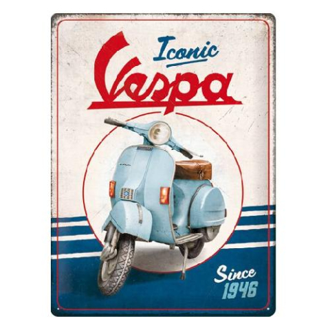 Vespa Blechschild - Vespa Vintage Schild - Iconic since 1946 Schild - Vespa Deko Metallschild - Retro Vespa Wanddeko - Vespa Garage Dekoration - Italien Roller Kultschild - Vespa Nostalgie