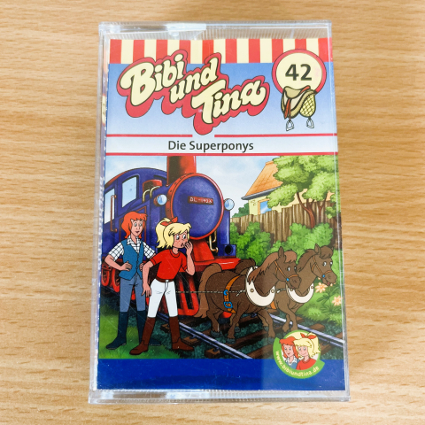 Bibi und Tina Kassette - Folge 42 - Die Superponys - Kinderhörspiel - Pferde Hörspiel - Martinshof - Retro Kassette - Hörspiel Serie - Abenteuer Kinder - 1