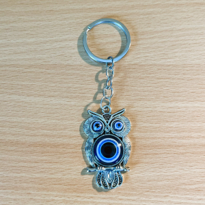 Eule-Schluesselanhänger-Metall-Blau-Augen-Tier-Anhänger-Silber-Damen-Herren-Geschenk-Taschenanhänger-Weisheit-Mystisch-Detailreich-Accessoire-1