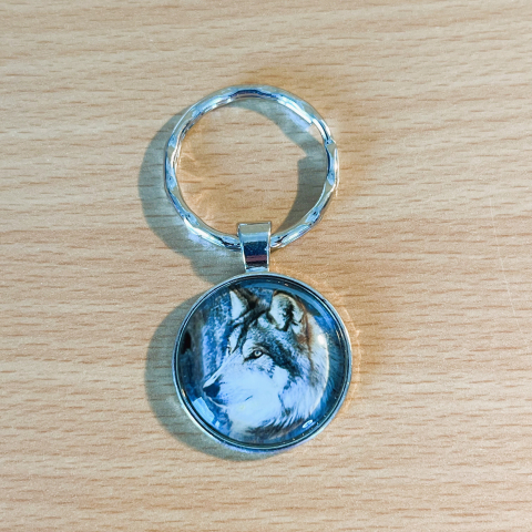 Wolf - Schlüsselanhänger - Tiermotiv - Accessoire - Schlüsselbund - Geschenkidee - Waldtiere - Anhänger - Metallring - Rundes Motiv - Dekoanhänger - 1