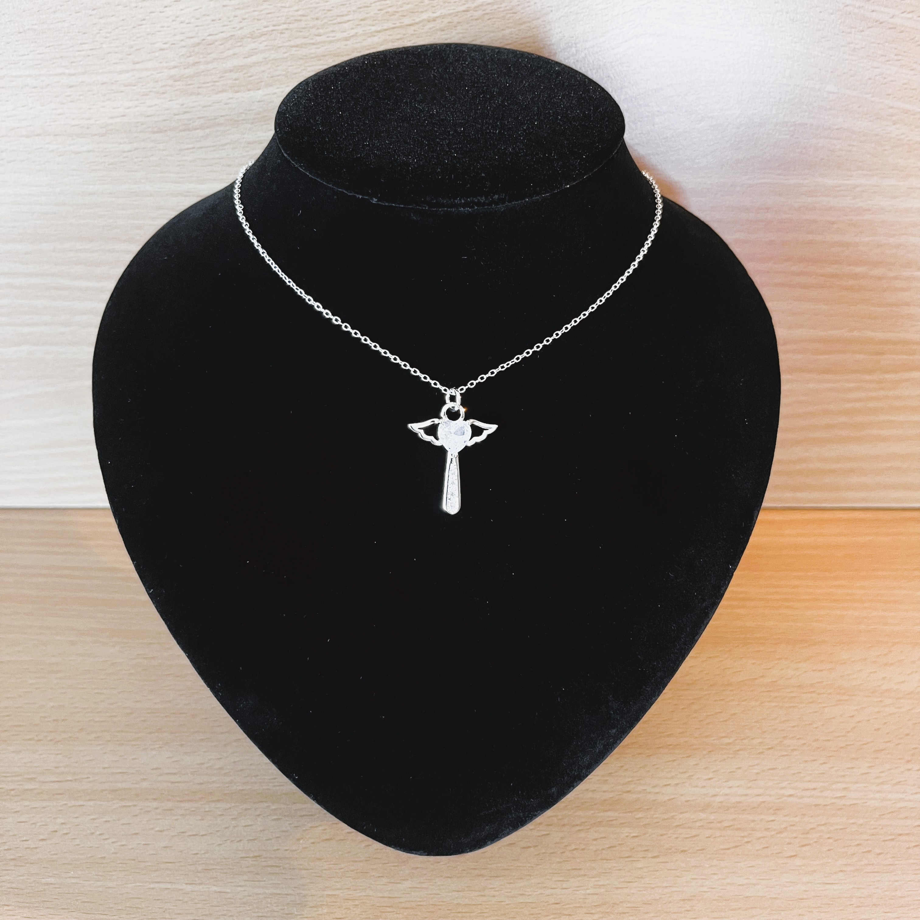 Schutzengel Halskette - Modeschmuck Halskette - Engel Anhänger - Halskette Silberoptik - Halskette Schutzengel - Geschenk - Glücksbringer - 1