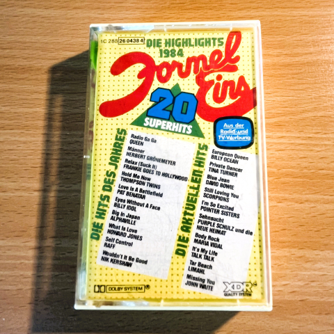 Formel Eins - Die Highlights 1984 - 20 Superhits - Formel Eins Kassette - 80er Kassette - 1984 Musik - 80er Jahre Musik - Musikkassette - Retro Kassette - 1